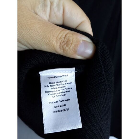 Talbots Black Mock Neck 100% Merino Wool Pullover Knit Sweater sz Medium Petite - Picture 5 of 6